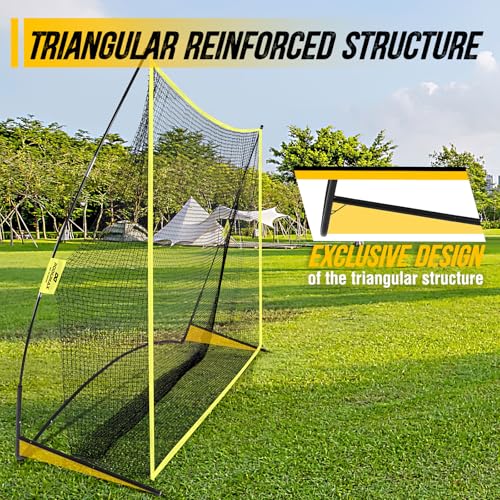 PodiuMax Yellow 10x7ft Golf Practice Net with Noise-Reducing Silk Target, Stable & Durable for Backyard & Indoor Golf Training