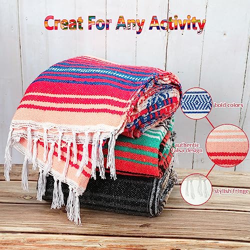 Mexican Yoga Blanket Set - Bright Colors, 9 Pieces, 45x70 Inches