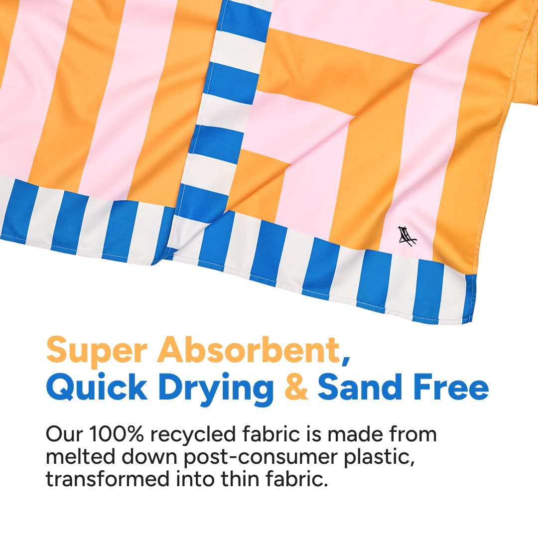 Dock & Bay Beach Towel - Quick Dry, Sand Free - Compact, Lightweight - 100% Recycled - Includes Bag - Mellow Yellow - Large (160x90cm, 63x35)