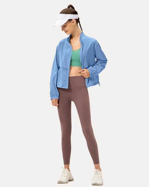 Locachy Women's Athletic Jacket - Lightweight Zip-Up with Stand Collar for Sun Protection | Perfect for Outdoor Workouts