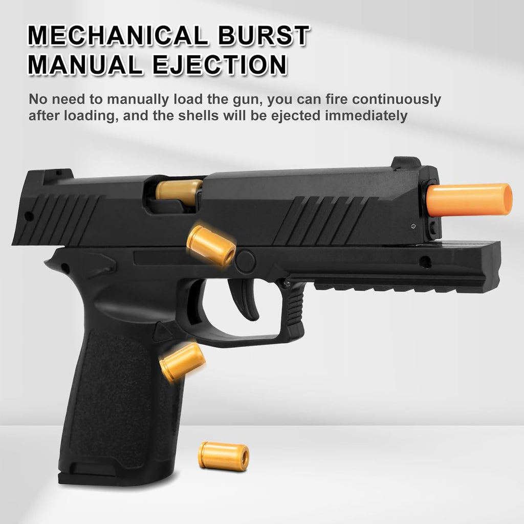 Skiennix Foam Blaster Toy Gun - Shell Ejecting Pistol with 2 Magazines & 40 Soft Bullets | Black, Perfect Birthday Gift for Kids 8+