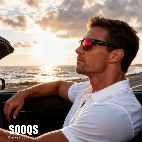 SQOQS Polarized Sports Sunglasses for Men UV400 Protection, Lightweight Wrap Around Sun Glasses for Fishing Cycling Running