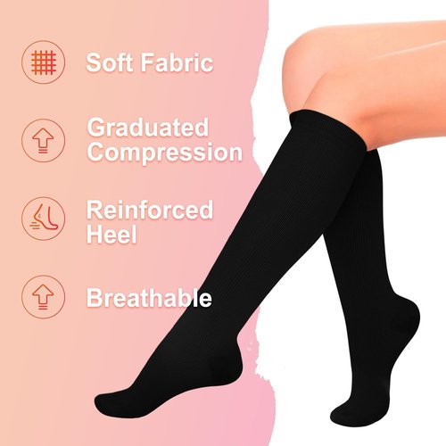 Iseasoo Compression Socks for Women - 4 Pairs for Enhanced Circulation | Ideal for Nurses, Running & Travel