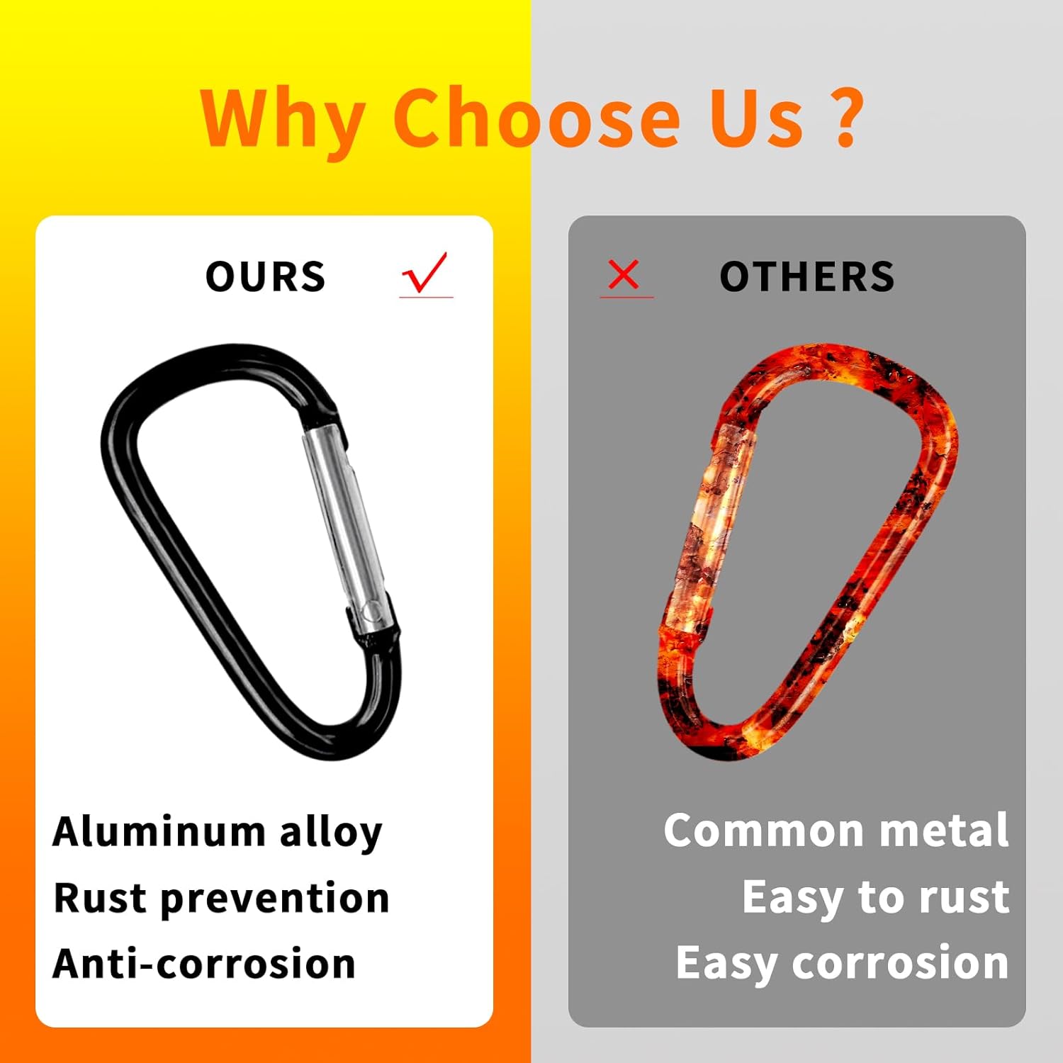 Skiennix 30PCS Aluminum Carabiner Clips - Durable D Shape Spring Snap Hooks with Keyring Keychain