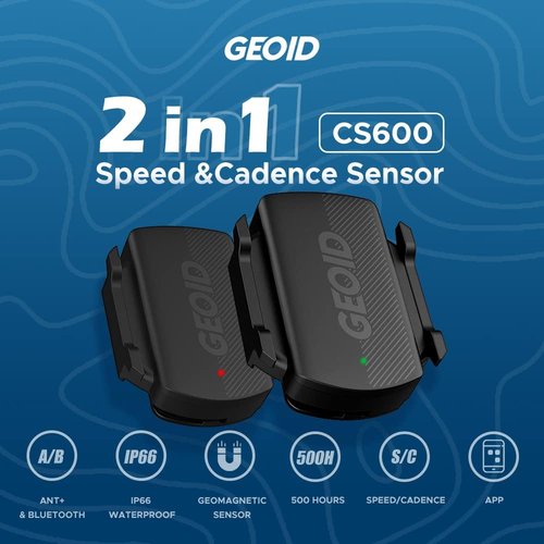 GEOID CS600 Cadence Sensor - Wireless ANT+/Bluetooth RPM Monitor for Cycling | Compatible with iOS/Android