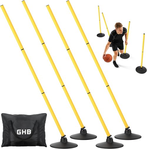 GHB Agility Poles - 50" Rebound Sports Basketball Training Poles | Detachable Speed Training Equipment
