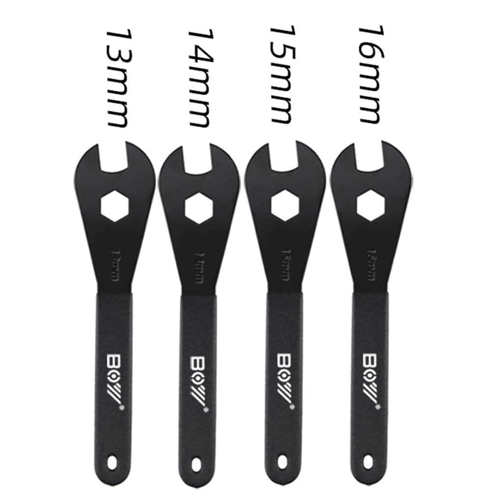 XIAOCUNCN 2MM Thick Low-Profile Bicycle Spanner, Bike Cone Wrench Set Tool, Durable Multi-Function, Carbon Steel, (13-19mm) Bicycle Wheel Hub Axle Nut Install Remover (4 pieces (13,14,15,16))