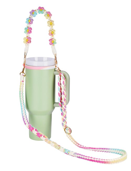 NiHome Water Bottle Handle Set for Stanley, Owala, Simple Modern, Hydro Flask, Yeti, Adjustable Handwoven Strap with Shoulder Carry and Short Handle, Hands-Free Secure Fit for Hiking, Camping, Cycling