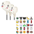 FRANKTECH Golf Club Covers 3pcs and 25pcs Funny Pins, Plastic Golf Head Covers for Driver Fairway Woods Hybrid, Driver Headcover Fit All Right-Handed Golf Clubs, Easy On Off, Washable, Funny