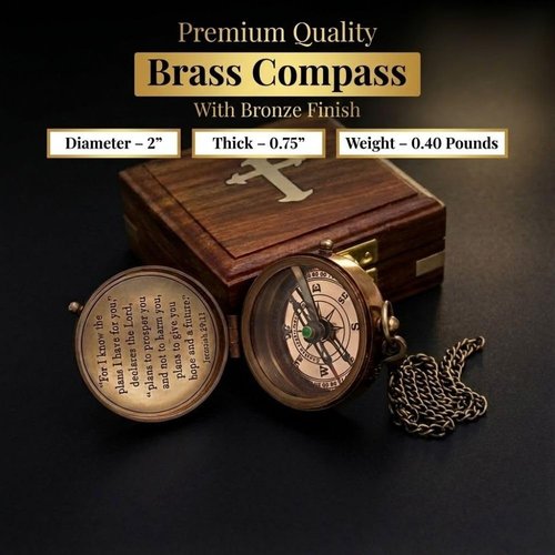 For I Know The Plans I Have For You, Jeremiah 29:11, Solid Brass Directional Engraved Compass, Baptism Gifts for Boys Girls, First Communion, Christian Gifts for Men, First Confirmation Gifts for Boys