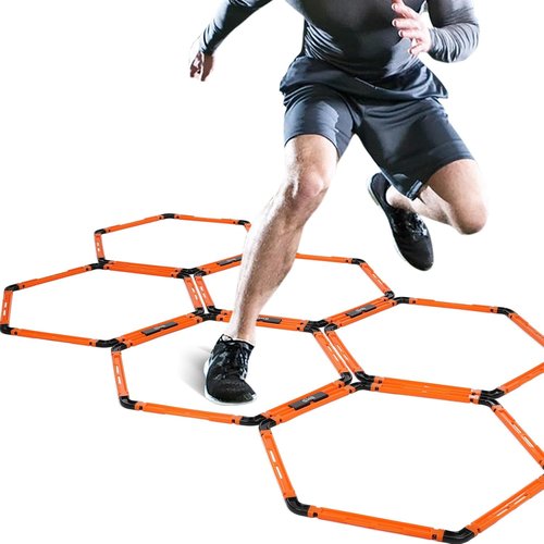 GHB Hex Agility Rings - Speed Training Hurdles with Carrying Bag | 6 Portable Hexagon Rings (Orange)