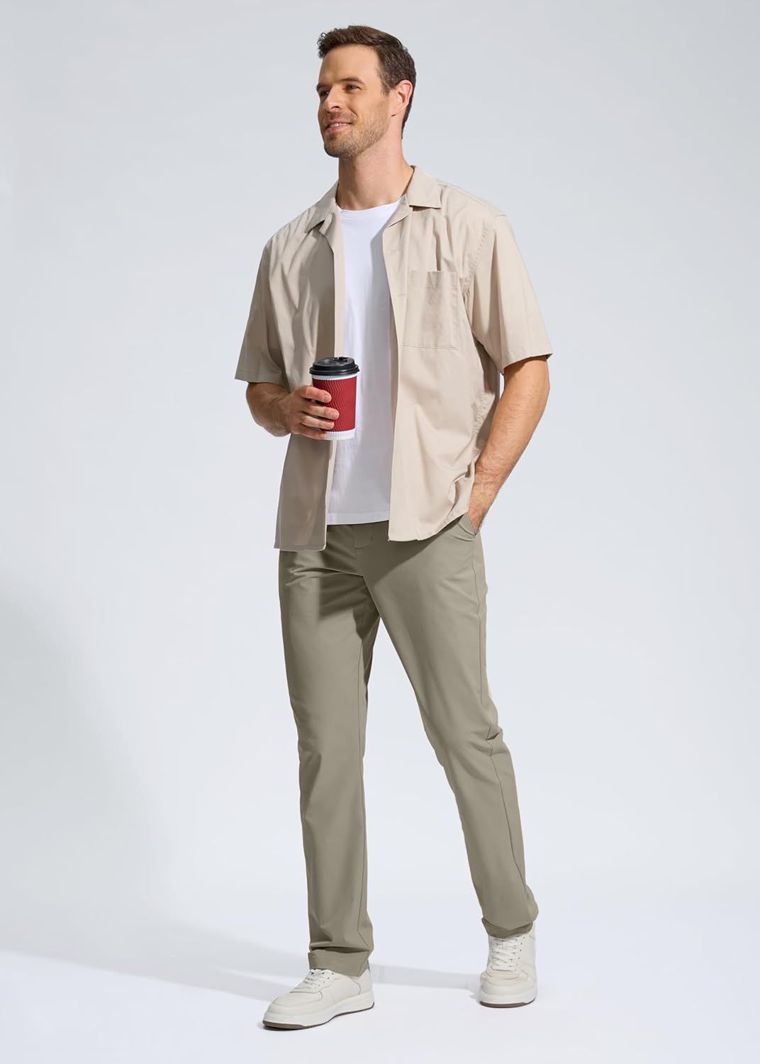 Pudolla Men's Golf Pants - Lightweight Quick-Dry Casual Slacks with Pockets | Stretch Comfort in 30"/32"/34" Sizes