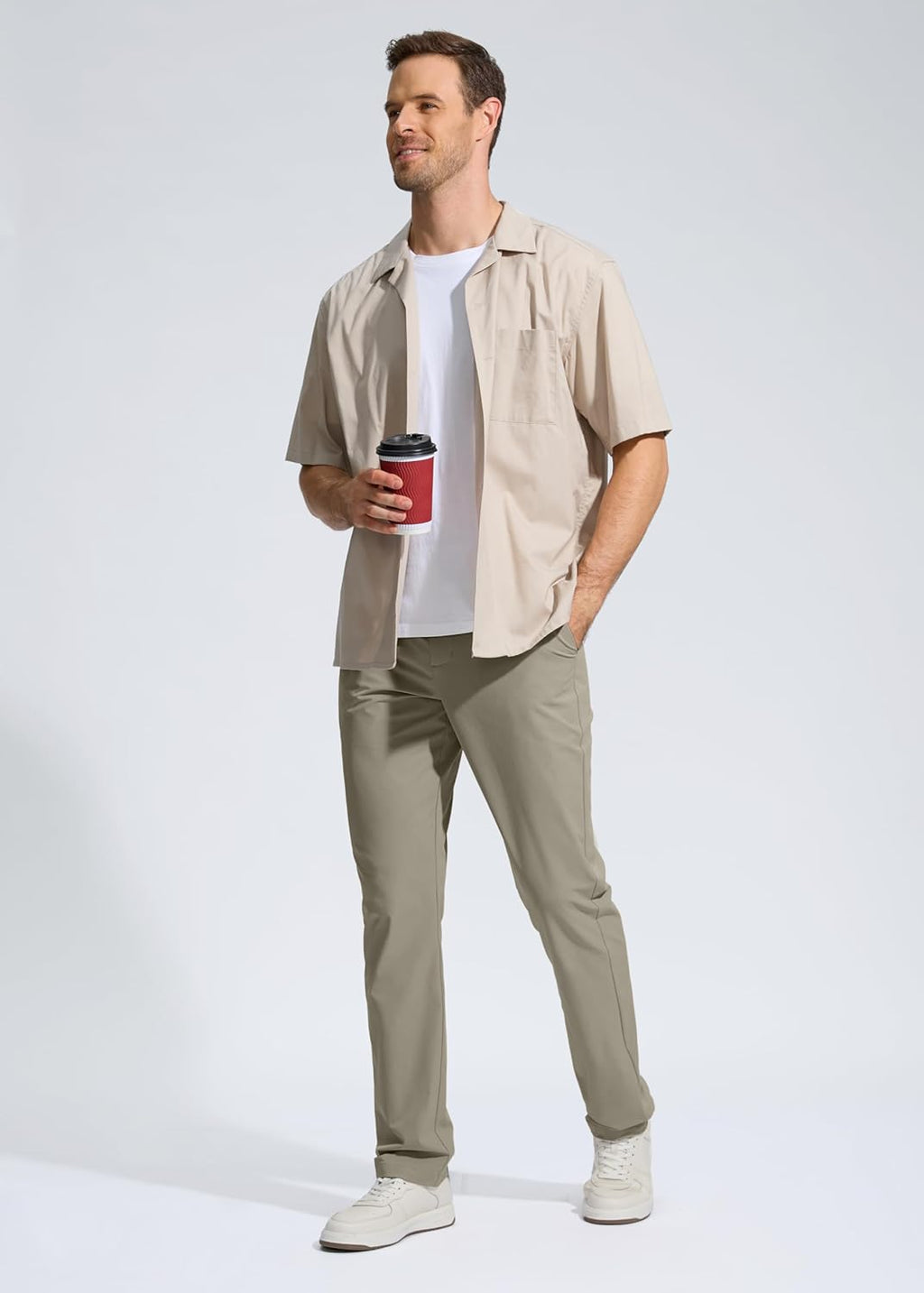 Pudolla Men's Golf Pants - Lightweight Stretch Casual Slacks with Pockets | Quick Dry, Comfy Fit (30"/32"/34")