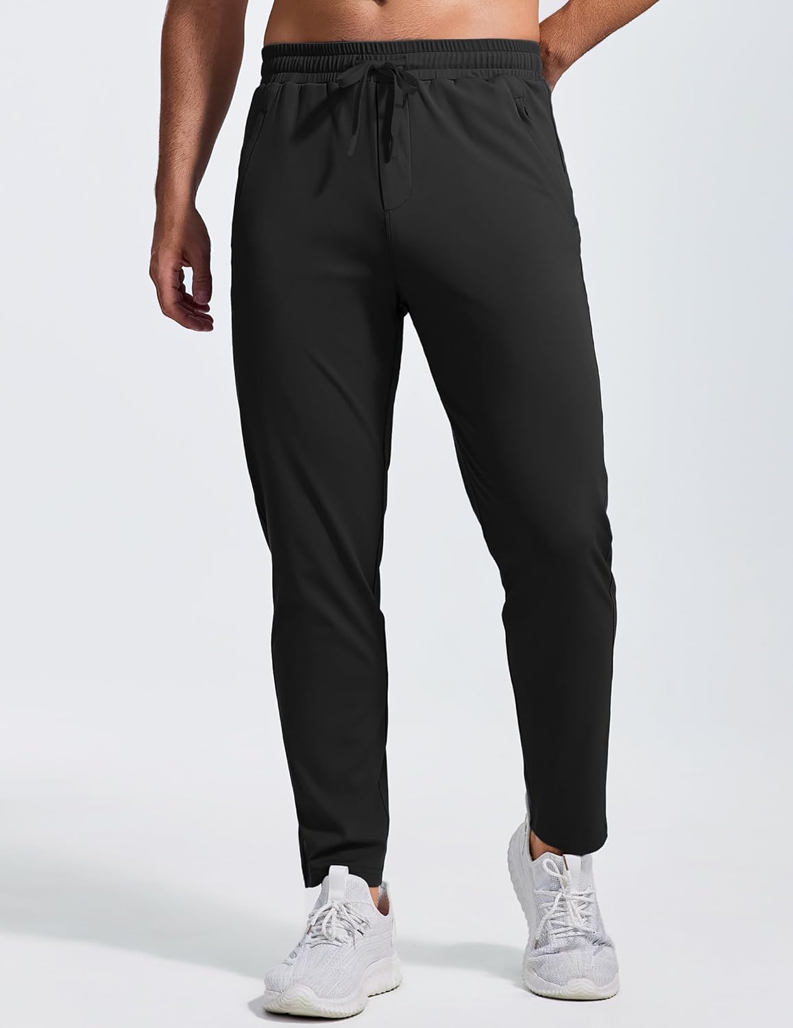 PINSPARK Men's Joggers - Lightweight Athletic Track Pants with Zipper Pockets | Quick-Dry Gym Sweatpants
