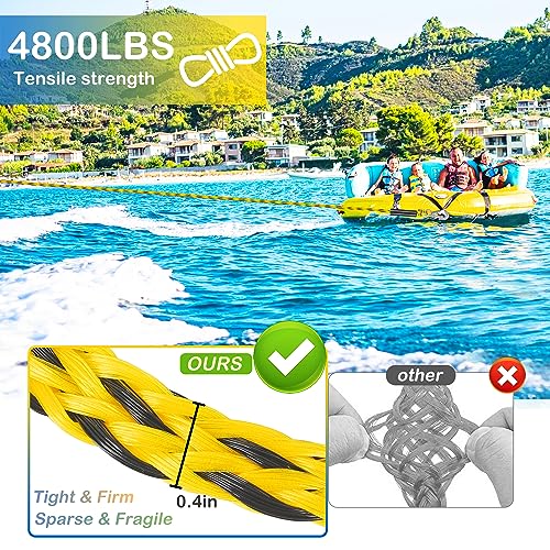Heavy Duty Boat Tow Harness Yellow Black 17' - Floating Ski Wakeboard Tow Rope