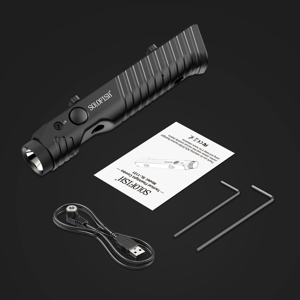 Solofish Tactical Flashlight - 1450 Lumens with Green Laser Sight | Magnetic Rechargeable, Mlok Rail Compatible