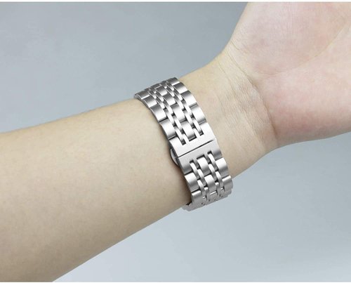 Mtozon Stainless Steel Bands Compatible with Fitbit Sense/Versa 3, Replacement Classic Metal Wristband for Men Silver