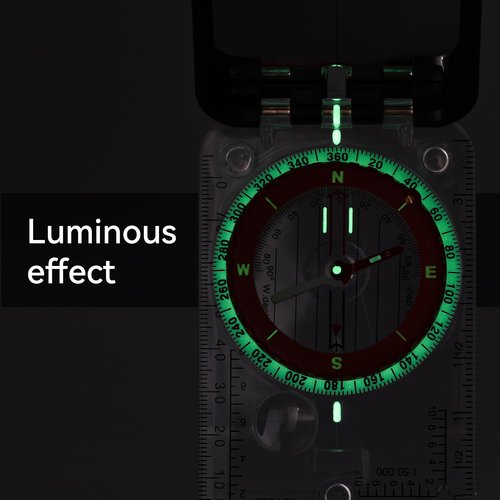 Compass Hiking Survival with Sighting Mirror, Declination Adjustment, Clinometer, and LED Light—Built for Hiking, Camping, Hunting, and Survival Navigation, Boy Scout Gifts