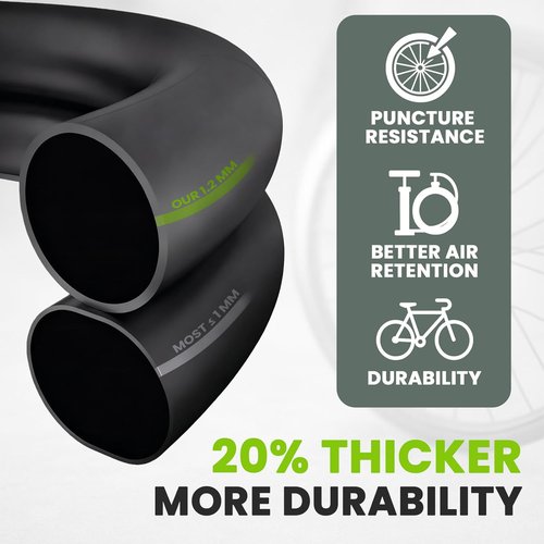 Heavy Duty Bike Inner Tube - 26 x 1.75/1.95/2.10/2.125 | Thick Schrader Valve Tube for Road & MTB Cruisers