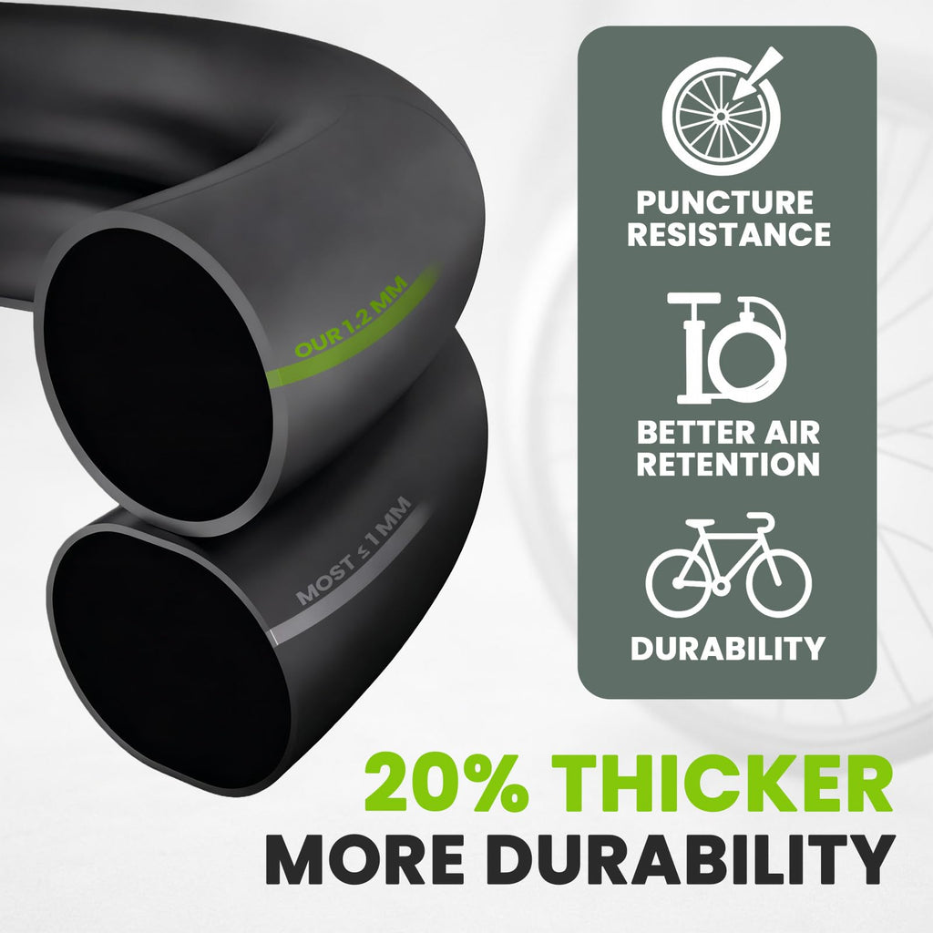 4 Pack Heavy Duty Bike Tubes for 26 x 1.75/1.95/2.10/2.125-32mm Schrader Valve - Thicker Butyl Rubber Bicycle Inner Tube for Mountain Road Cruisers City Bikes by PAKCHEF