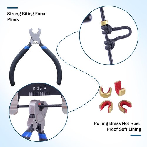 Archery Bow String Nocking Points Set - Includes T-Shaped Ruler & 6 Bowstring Sets for Recurve & Compound Bows