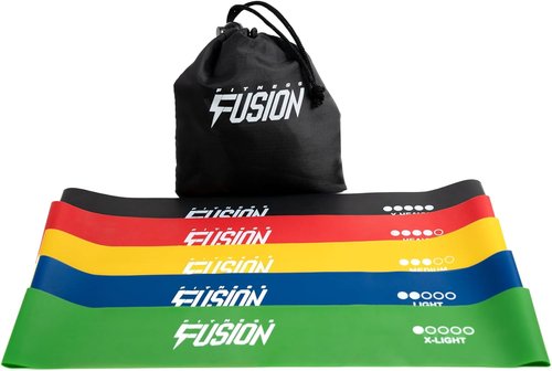 Fitness Fusion Resistance Loop Bands Set of 5 - Durable Non-Slip Design for Home & Gym Workouts