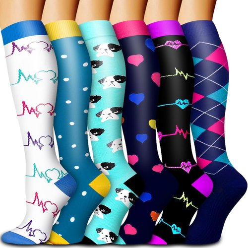 Bluemaple Copper Compression Socks - 6 Pack for Men & Women | Best Support for Circulation, Running & Nursing