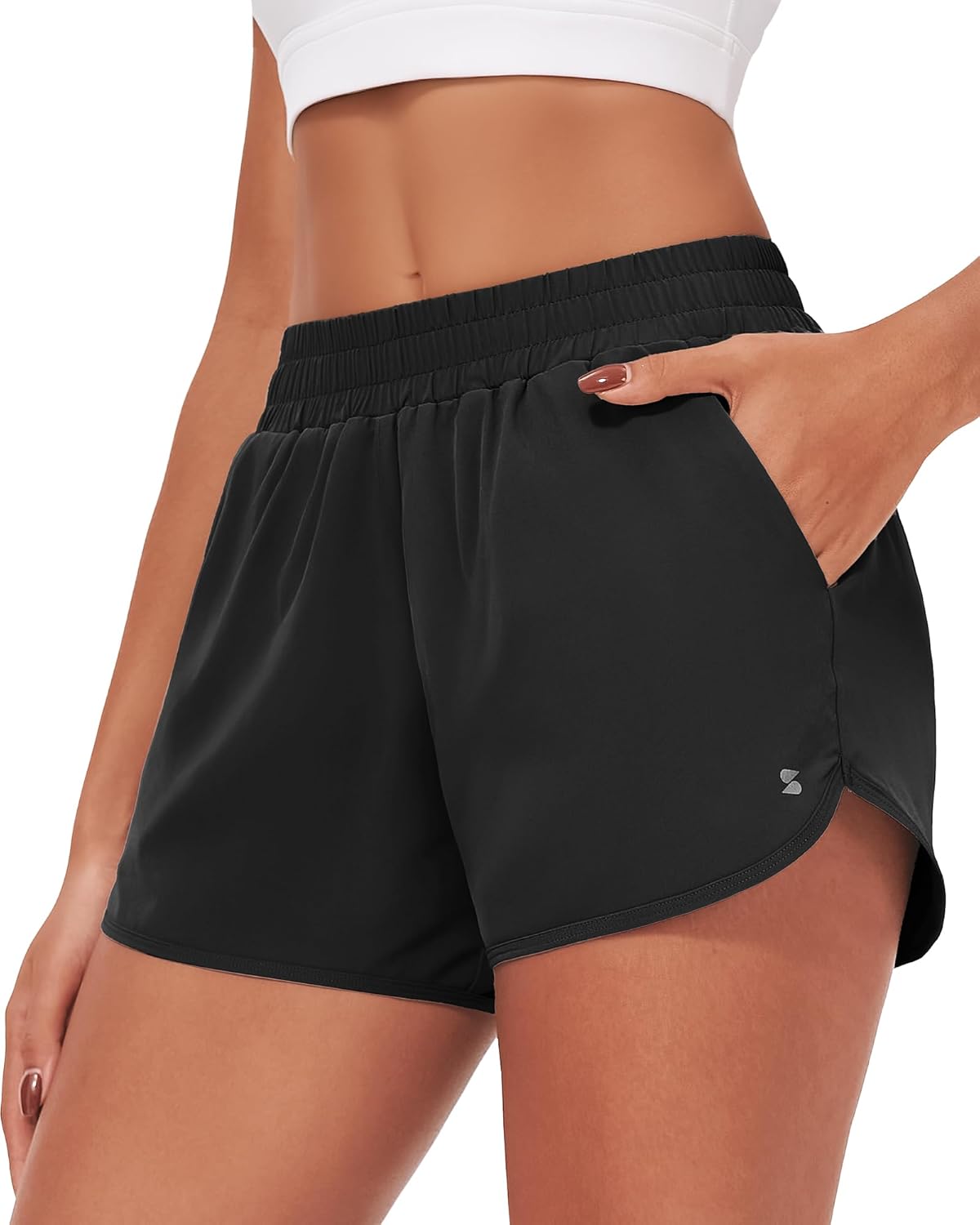 Stelle Women's Running Shorts - High Waisted, Quick Dry Athletic Shorts with Pockets | 3" Mesh Liner