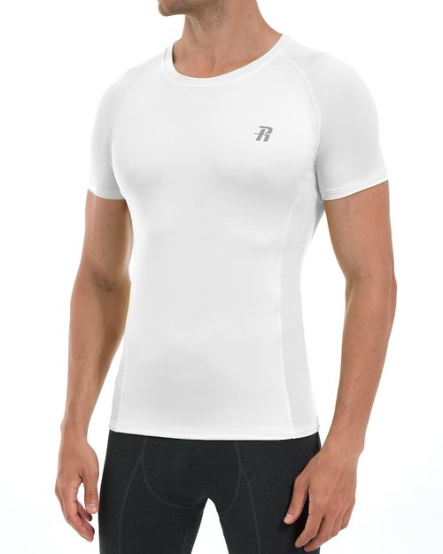 Runhit 2 Pack Compression Shirt for Men Short Sleeve Cool Dry Athletic Workout Shirt Comfortable Sports Base Layer Undershirt Top Black White S