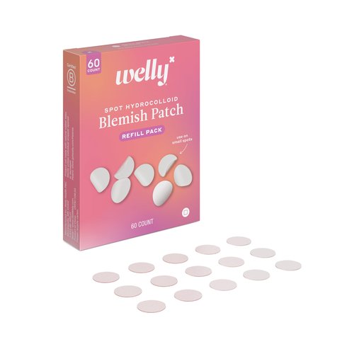Welly Bandages - Face Saver, Hydrocolloid Acne Blemish Patch, Adhesive Small Spot Shape, Clear, Carton Value Pack - 60 ct
