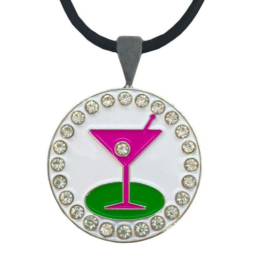Giggle Golf Bling Golf Ball Marker With Golf Necklace for Women (19th Hole)