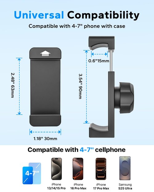 GDZN Alloy Magnetic Phone Holder, [Strong N56 Magnet] 360° Adjustable Magnetic Phone Mount for Gym/Golf Cart/Tractor/Forklift/Boat/Fridge/Metal Surface, Fit for iPhone 17 16 15, Galaxy, 4-7" Phone