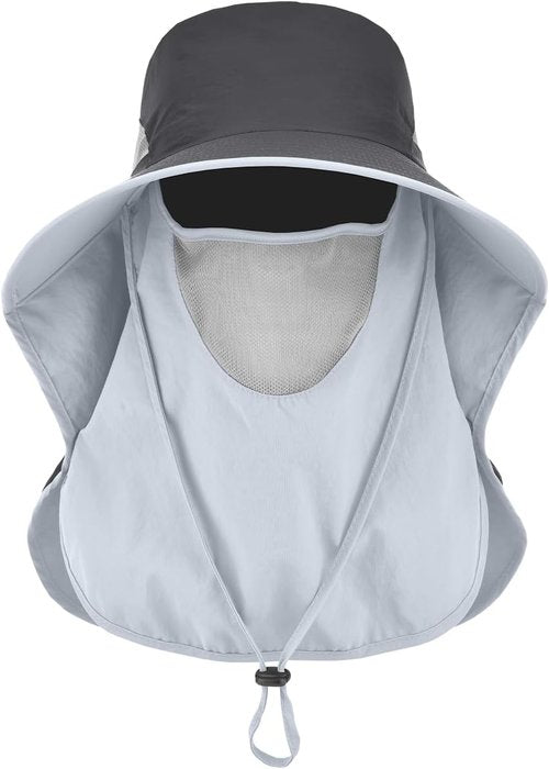 LCZTN Sun Protection Cap - UPF 50+ Wide Brim Fishing Hat with Face & Neck Flap