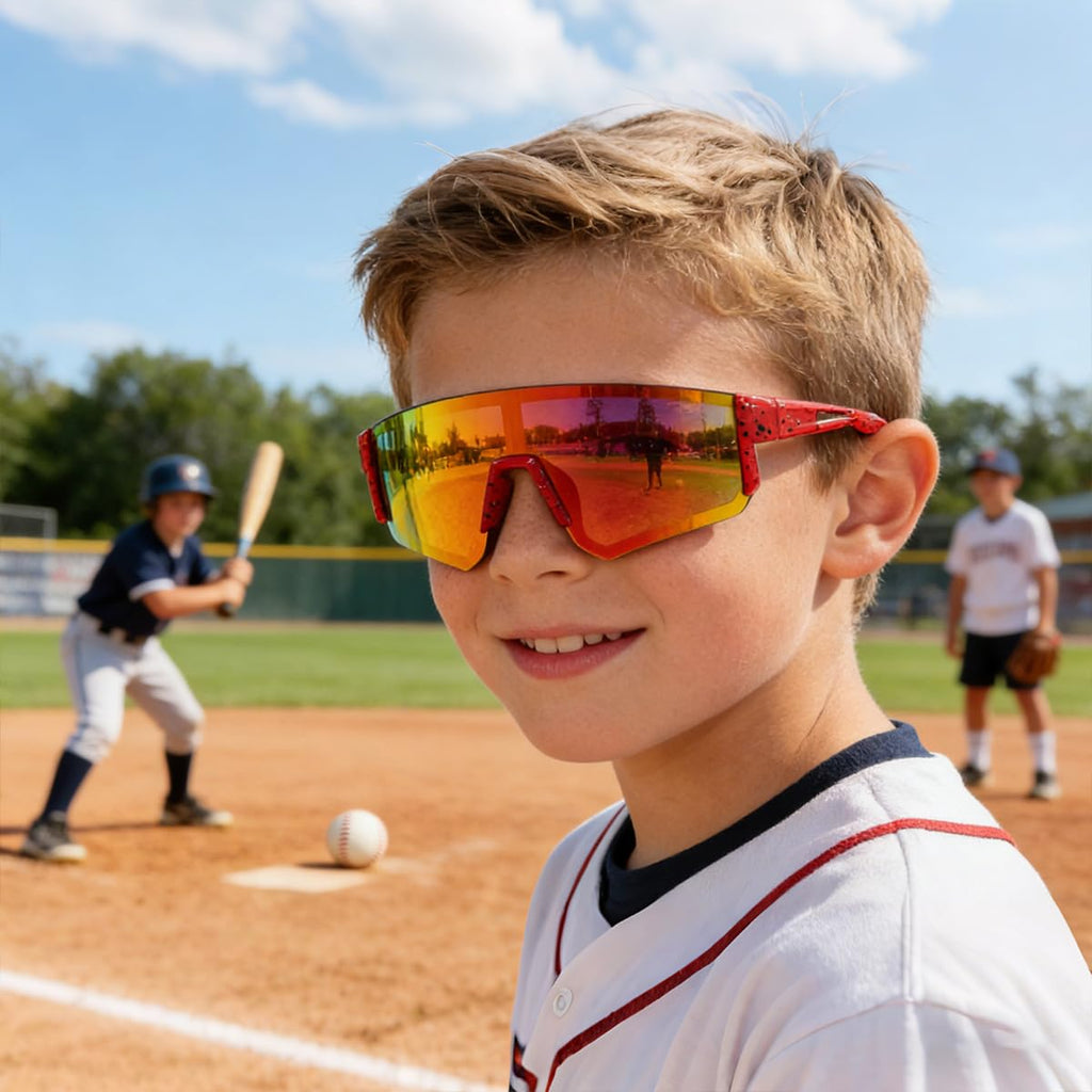 SEKKAF Youth Baseball Sunglasses for Boys Girls Age 6-12 Softball Cycling Sports Sunglasses for Kids Lightweight Frame