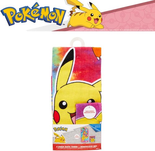Franco Pokémon Kids Bath Towel Set - Soft Absorbent Cotton Terry | 50" x 25" with Washcloth