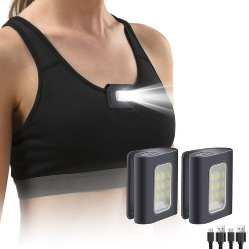Yzoni 2 Pack Running Lights for Runners, Rechargeable Magnetic Clip on Light with Red Mode, LED Night Walking Light for Hiking, Running, Jogging, Water Resistant