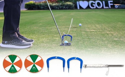 Golf Training Aids OLE ANDIGO 2 PCS Golf Target Holes, 2 PCS Golf Putting Gates and 1 PCS Golf Putting String Line,Golf Putting Alignment Tool,Effective Putt Training and Putting Drills