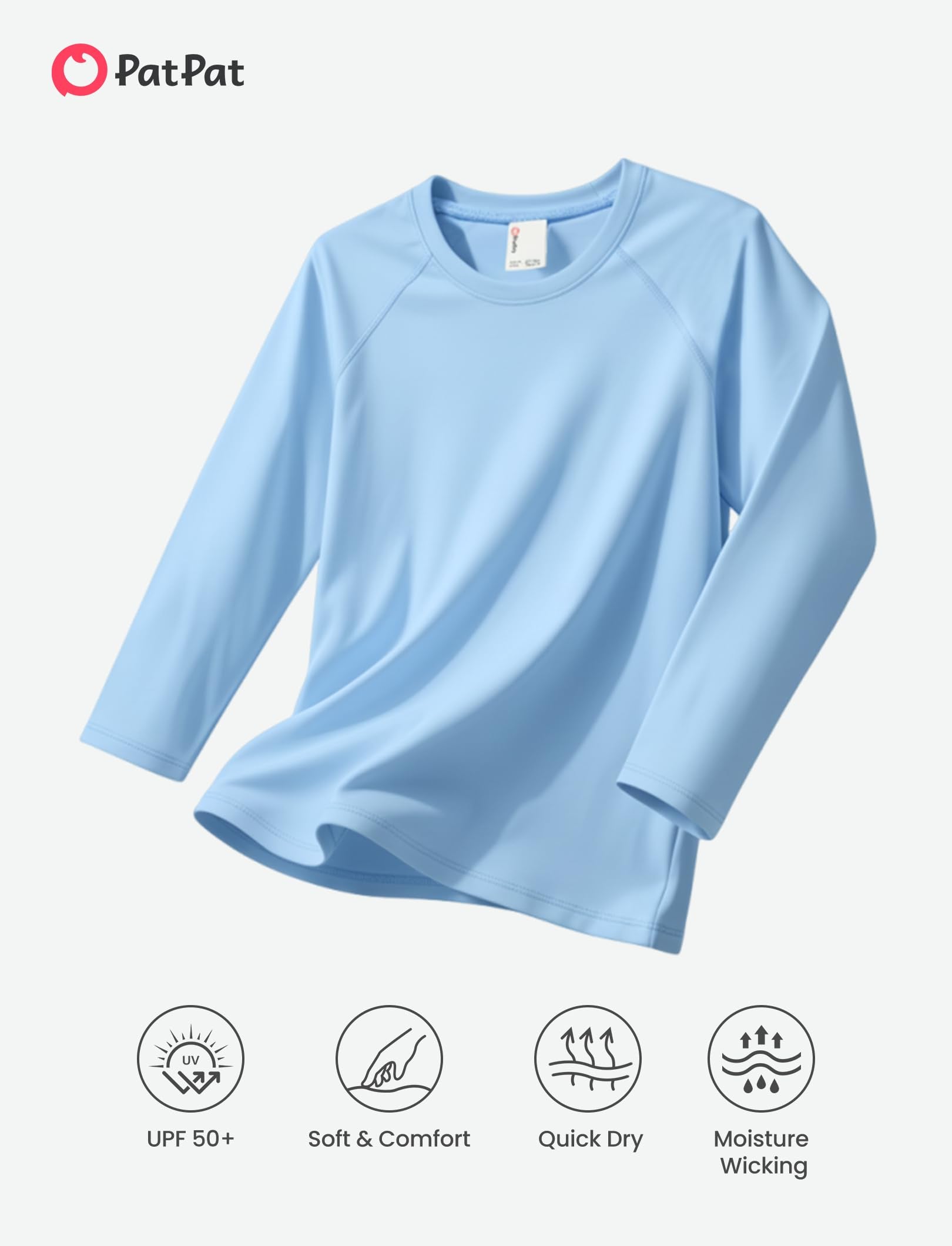 PATPAT Boys Rash Guard Swim Shirts Long Sleeve UPF 50+ Sun Protection Shirt Youth Quick Dry Water Surf Fishing Shirts 5-16Y