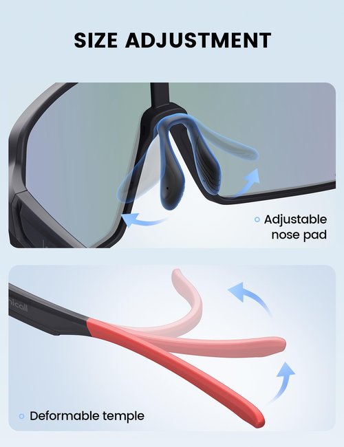 Lamicall Polarized Sports Sunglasses for Men Women, Black+Red