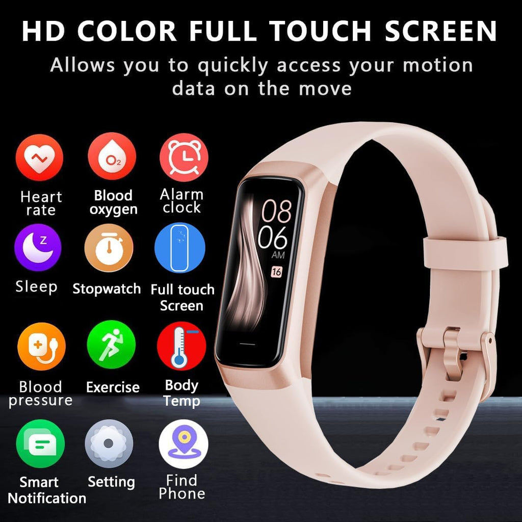 Skiennix Fitness Tracker - Heart Rate & Blood Oxygen Monitor | 20+ Sports Modes, Smart Watch for Android/iOS (Pink)