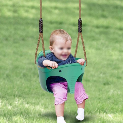 Dolibest Heavy Duty Toddler Swing Seat - Cute Elephant Design with Locking Carabiners | 600LB Weight Limit, Green