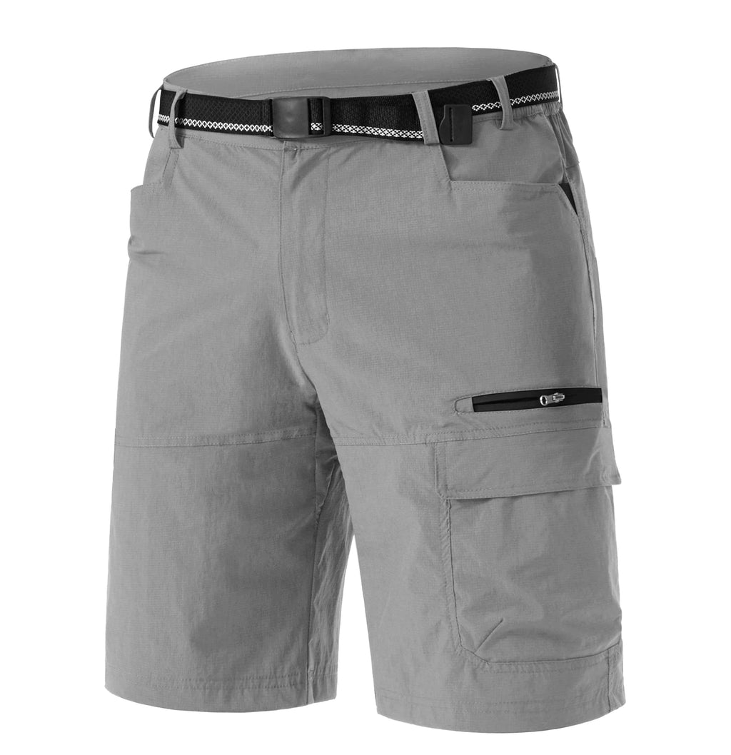 TACVASEN Men's Cargo Shorts Golf Dress Casual Lightweight Quick Dry Water Resistant Summer Work Hiking Shorts Fishing Light Grey 38