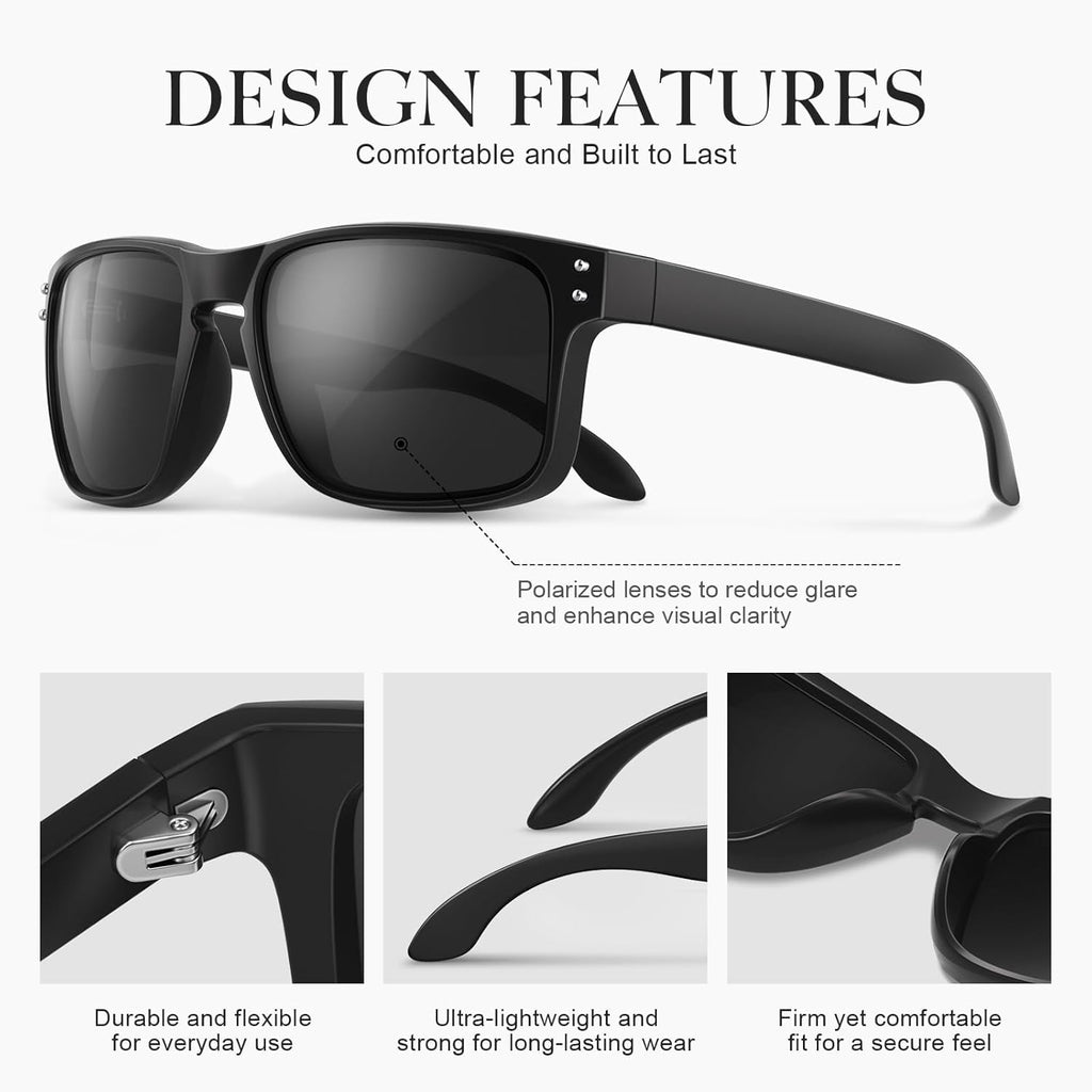 Polarized Sunglasses | Classic Sport Shades for Men & Women - UV400 Protection for Driving & Outdoor Activities