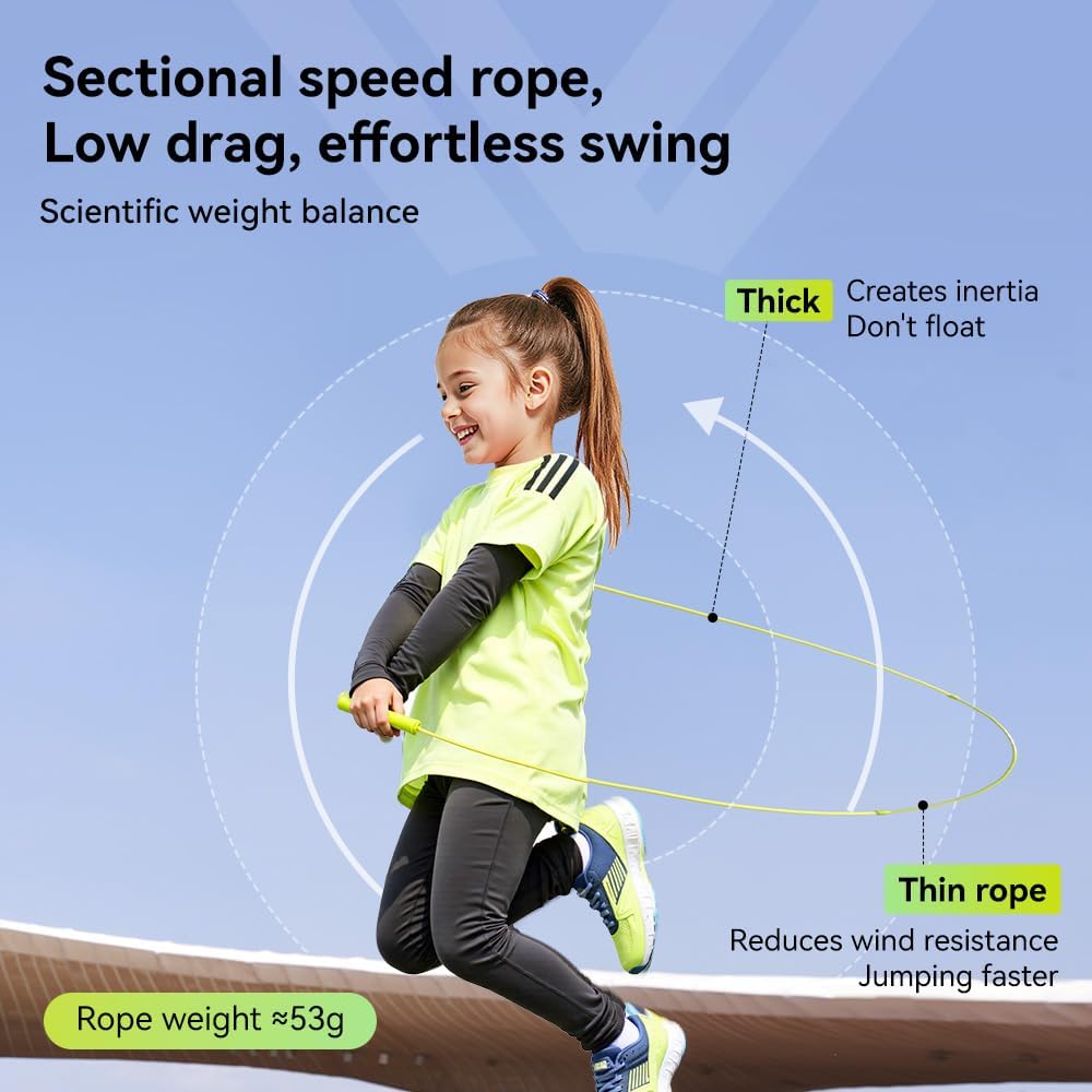 Skiennix Kids Jump Rope - Adjustable Speed Skipping Rope with Dual Bearings & Silicone Handles | Indoor/Outdoor Fitness Toy