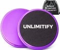 UNLIMITIFY Core Sliders for Carpet & Hard Floors – Dual-Sided Exercise Discs for Home Workouts, Pilates & Ab Training, Smooth & Carpet Gliding Design with Storage Bag (Purple)