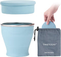 TakeToday Collapsible Travel Cup - 8 oz Silicone Foldable Water Cup with Lid & Waterproof Bag | Blue