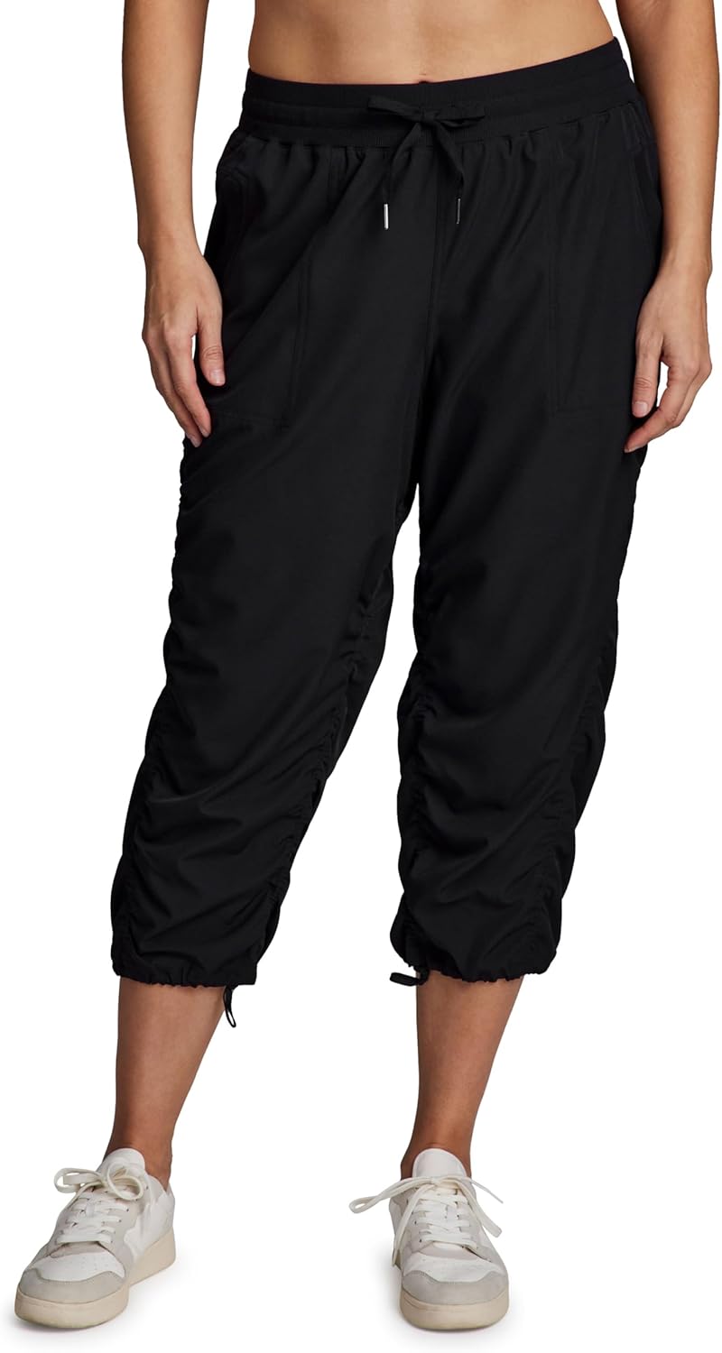 RBX Active Plus Size Capri Pants - Lightweight Woven Design with Drawstring | Comfortable Fit