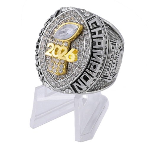 guancrown 2026 Fantasy Football Championship Ring Award Prize Trophy Sports Winner MVP FFL Ring (Ring and Stand, Size 8)