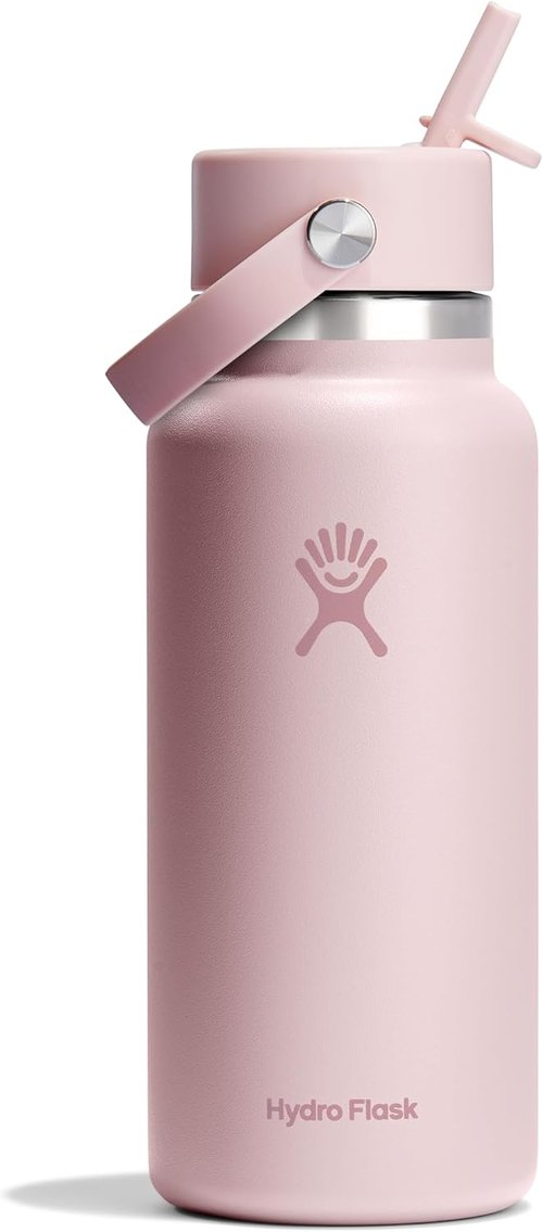 Hydro Flask Water Bottle - Insulated Stainless Steel - Leakproof Wide Straw Lid | 32 Oz Trillium Pink