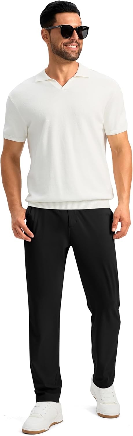Soothfeel Men's Golf Pants - Slim Fit Stretch Sweatpants with 5 Pockets | Casual Travel & Work Wear
